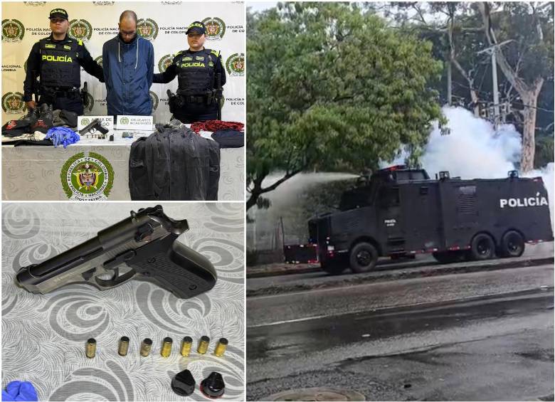 El implicado fue sorprendido por la Policía tratando de huir en un taxi. FOTOS: Cortesía Alcaldía de Medellín