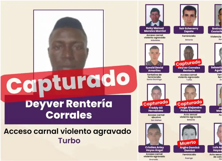 El sujeto, identificado como Deyver Corrales Rentería, era requerido por el delito de acceso carnal violento en contra de una menor de edad. FOTO: Cortesía Gobernación de Antioquia