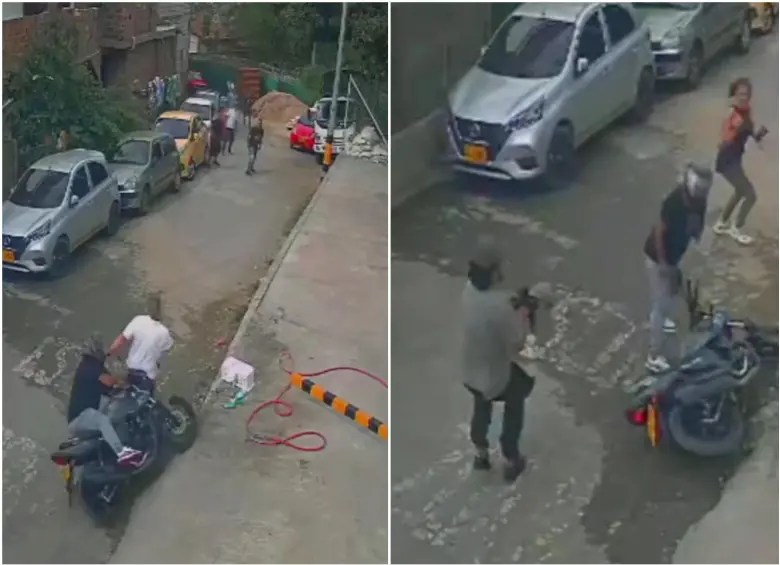 Fotogramas del video de seguridad que captó el ataque ocurrido en un parqueadero del barrio Toscana. FOTOS: Cortesía Denuncias Antioquia