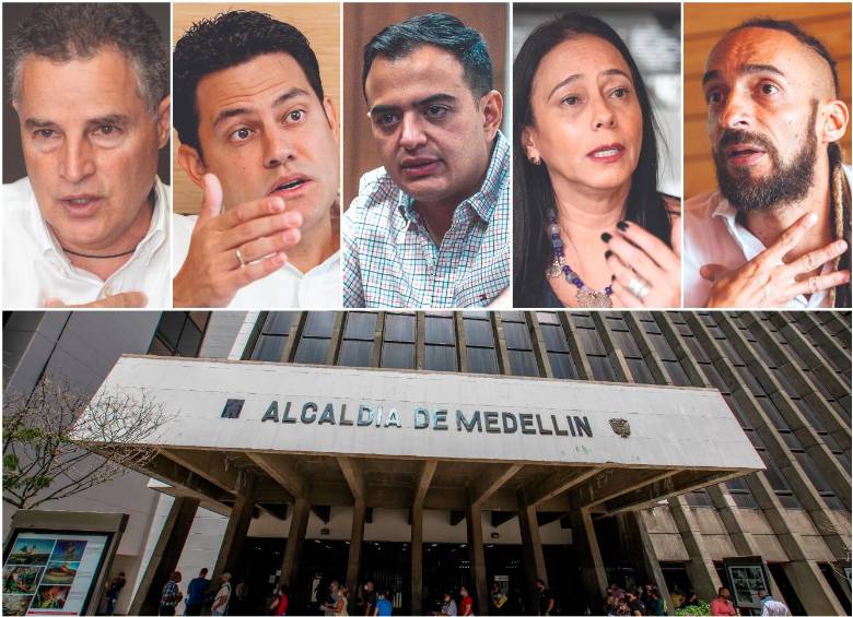 De izquierda a derecha, Aníbal Gaviria, Manuel Villa, Andrés Tobón, Claudia Carrasquilla y Daniel Carvalho. FOTOS: El Colombiano