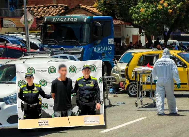 Yeferson Torres Moreno, señalado por las autoridades como el presunto responsable del choque múltiple, ya había sido detenido desde el pasado viernes 2 de agosto. FOTOS: Camilo Suárez y Cortesía Policía