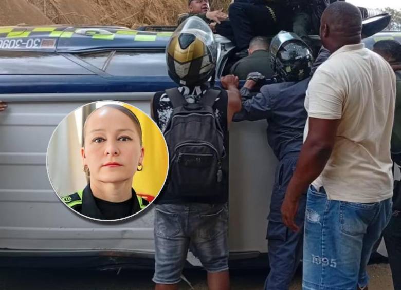 La general Sandra Liliana Rodríguez, comandante de la Policía Valle, fue trasladada a un hospital de Dagua tras el accidente. FOTOS Cortesía