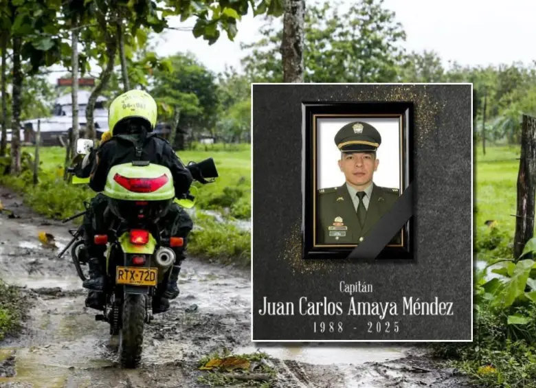 El policía asesinado aparece identificado como el capitán Juan Carlos Amaya. FOTOS: Archivo y Cortesía