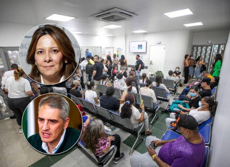 La ministra de Salud, Ana María Vesga, se reunión con el gobernador de Antioquia, Andrés Julián Rendón, para revisar la crisis hospitalaria en Antioquia. FOTOS: El Colombiano y Colprensa