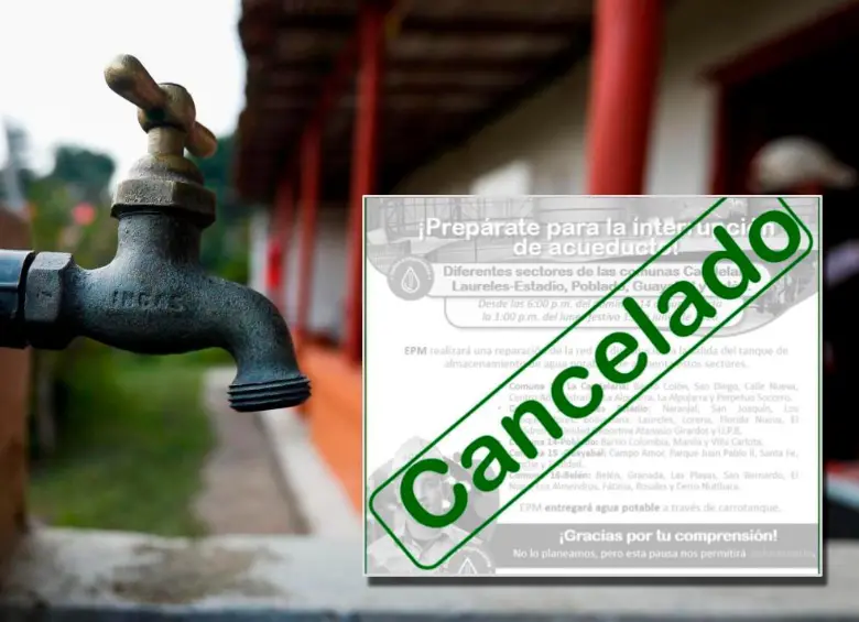 EPM canceló el corte de agua que estaba programado para este fin de semana en varias zonas de Medellín. FOTO: Manuel Saldarriaga y Cortesía