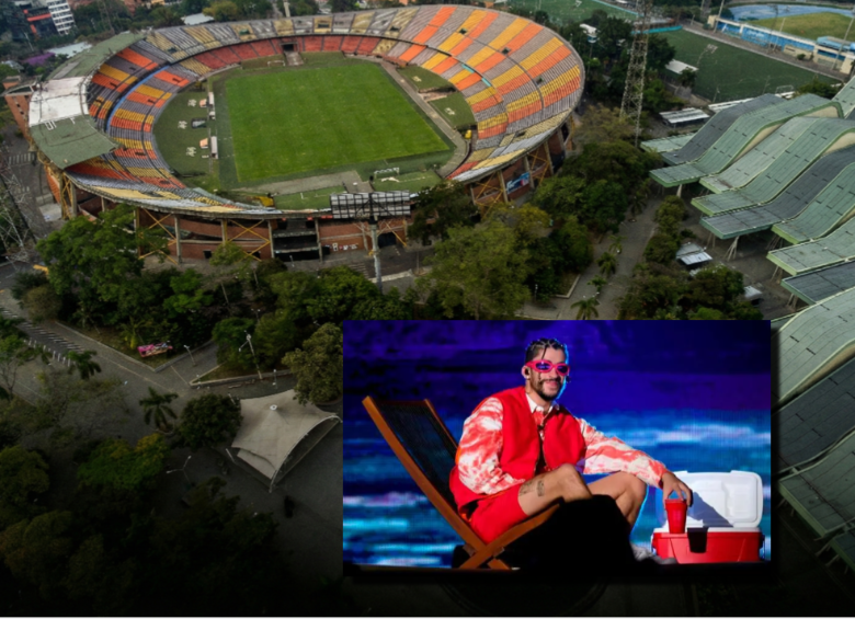 Las autoridades de tránsito prevén una fuerte congestión vehicular en los alrededores del estadio Atanasio Girardot por el concierto de Bad Bunny en Medellín. FOTO: Getty y Archivo 