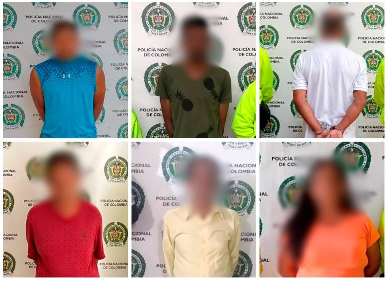 Algunos de los 14 capturados en jurisdicción del Departamento de Policía Antioquia. FOTOS Cortesía
