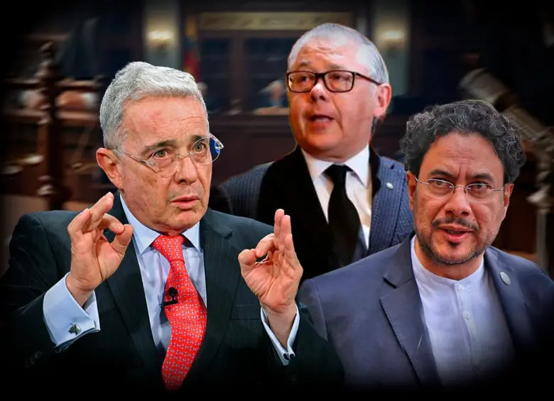 ¿Por qué el magistrado José Luis Barceló (en el centro) habría incurrido en irregularidades en el proceso? No deja de llamar la atención que Barceló asumió como presidente de la Corte el 25 de enero del 2018 y tan solo 20 días después expidió el auto contra Álvaro Uribe. En la imagen, a la derecha, Iván Cepeda. FOTOS EL COLOMBIANO
