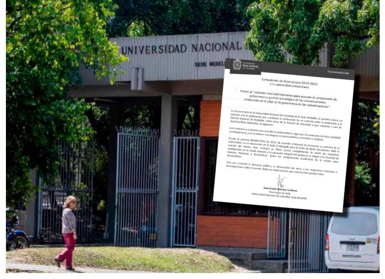 Universidad Nacional se pronuncia sobre contrato con Alcaldía de Medellín. FOTO: EL COLOMBIANO y Cortesía