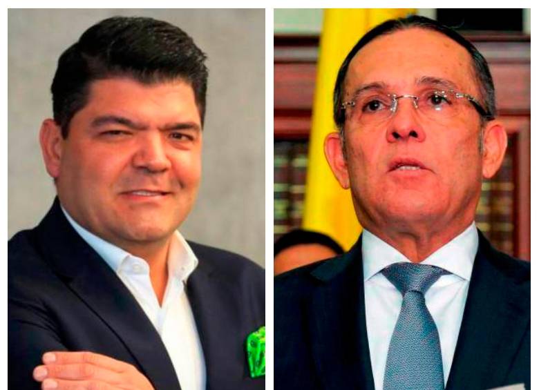 Efraín Cepeda, presidente del Partido Conservador, y Juan Diego Gómez, candidato a Gobernación por esa colectividad. FOTOS: EL COLOMBIANO