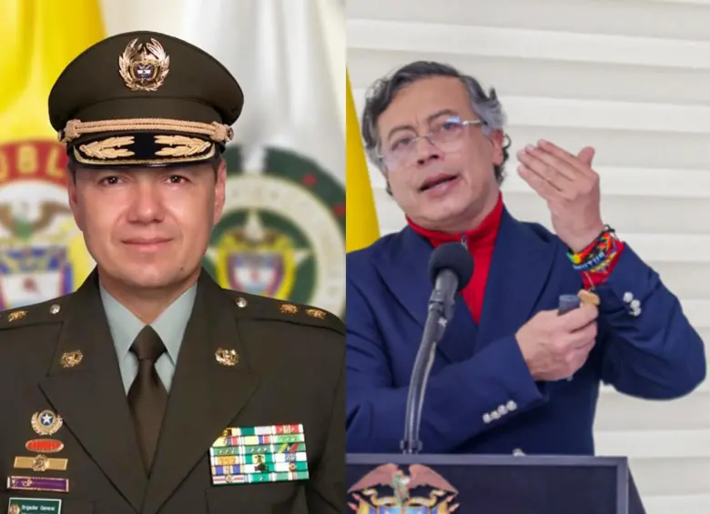 General Edwin Urrego y el presidente Gustavo Petro: Fotos: AFP y Policía Nacional