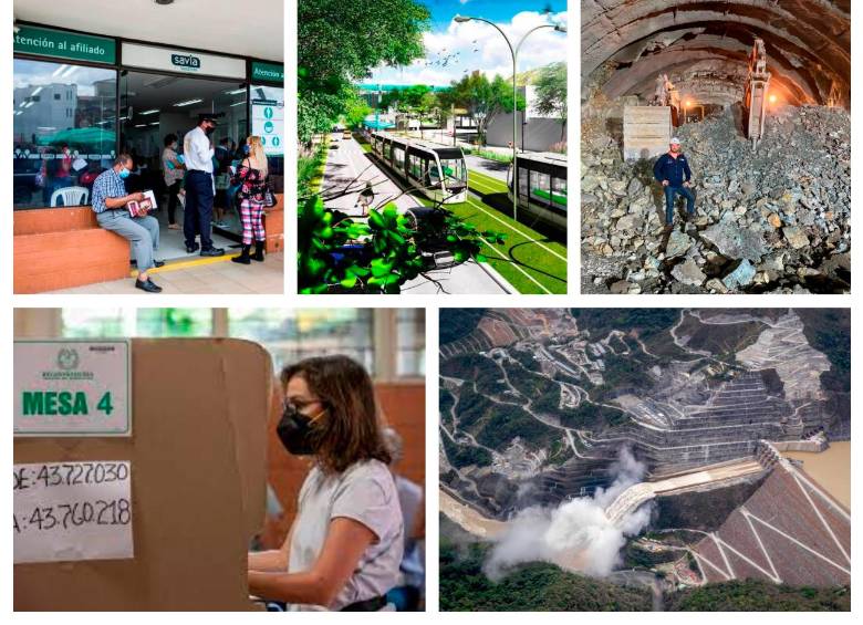 Savia Salud, el metro de la 80, el Toyo, elecciones e Hidroituango componen el abanico de noticias. FOTOS: EL COLOMBIANO