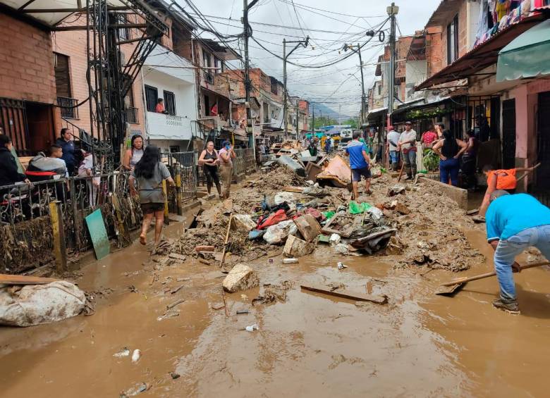 El barrio Tapón del municipio de Bello se encuentra entre los más afectados por las fuertes lluvias. Foto: Jaime Pérez