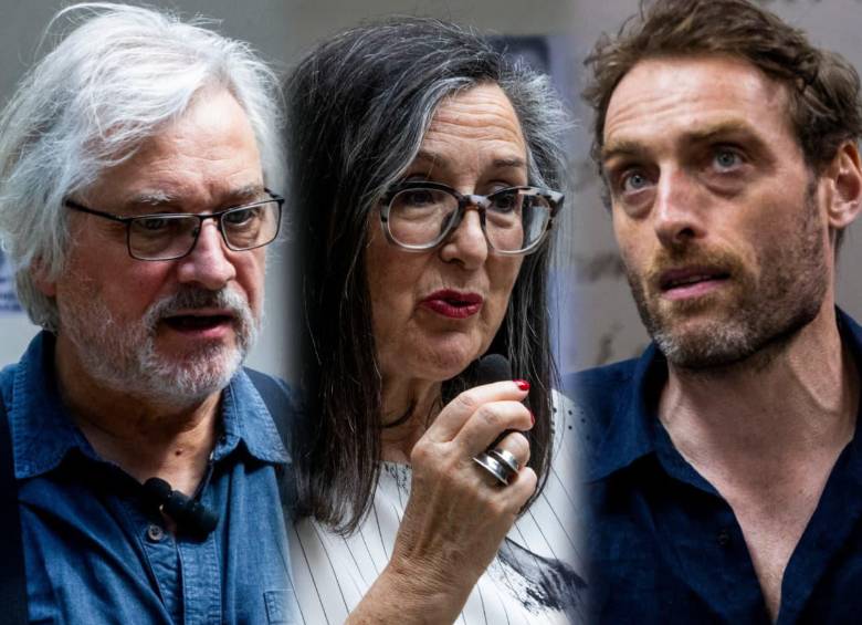 De izquierda a derecha: Michael Dudok de Wit, Chelo Loureiro y Félix Dufour-Laperrière, tres referentes de la animación mundial reunidos en El Retiro durante el III Festival de Animación Comfama. FOTOS Julio Herrera