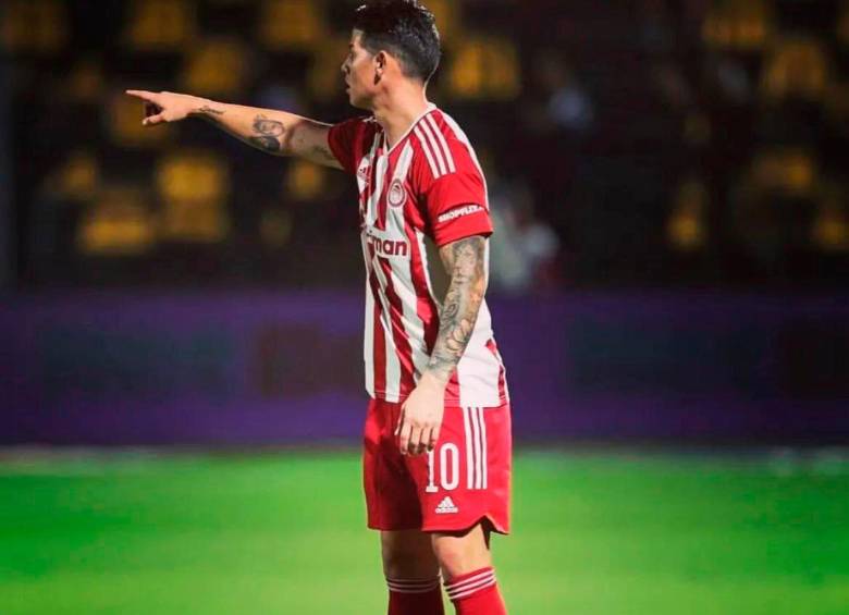 James Rodríguez, de 31 años de edad, jugó 72 minutos en su debut con el cuadro griego. FOTO: TOMADA DE TWITTER @olympiacosfc