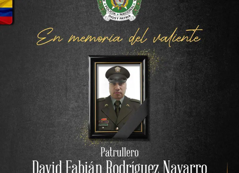 El patrullero David Fabián Rodríguez fue asesinado durante el ataque de ilegales a estación de la Policía en El Carmelo. FOTO: POLICÍA