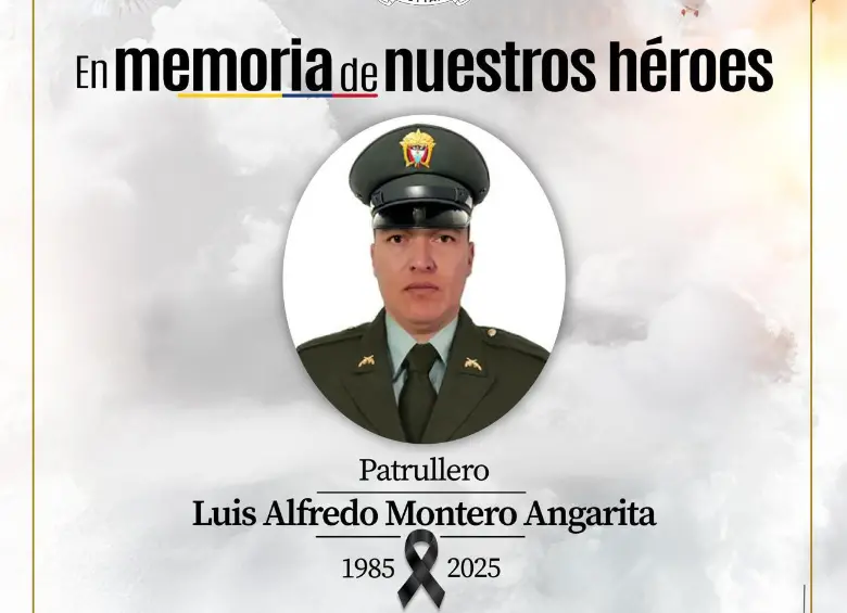 Luis Alfredo Montero Angarita, el patrullero asesinado en la noche del martes 2 de diciembre. FOTO: REDES SOCIALES / X