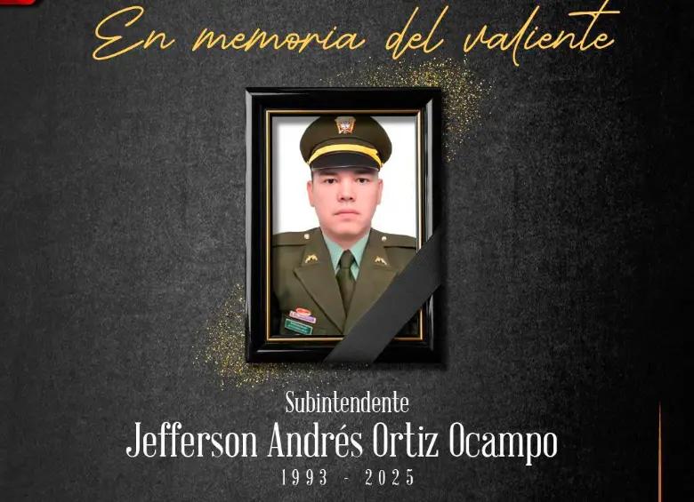 Con esta imagen, la Policía le rindió homenaje al uniformado asesinado en El Tarra, Norte de Santander. FOTO: CORTESÍA DE LA POLICÍA.