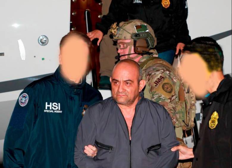 El exjefe del Clan del Golfo, Dairo Antonio Úsuga, alias Otoniel, llegó extraditado a Estados Unidos en la noche del miércoles 4 de mayo. FOTO: Cortesía