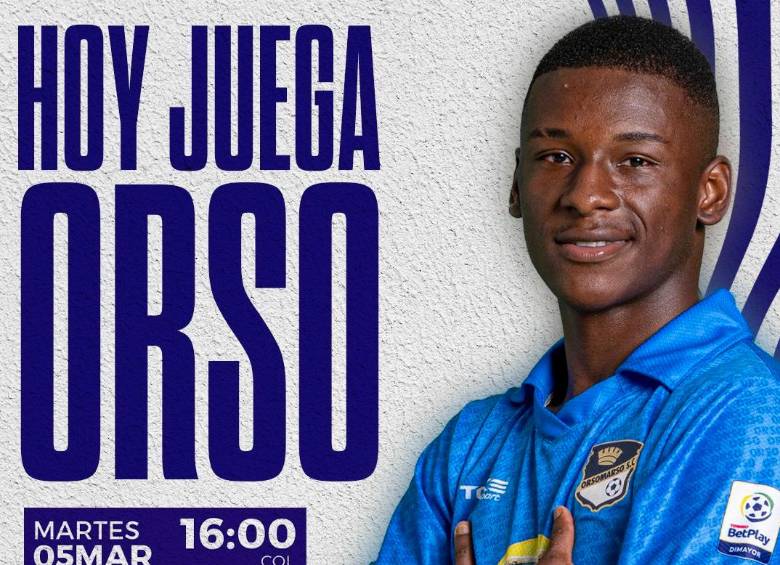 Juan David Córdoba se convirtió en el primer jugador nacido en 2009 que jugó un partido profesional. FOTO Tomada de ‘X’: @orsomarsosc