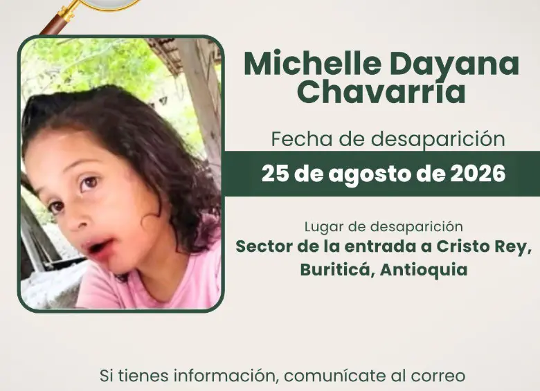 Buscan a Michelle Dayana, la niña de 6 años, con autismo y epilepsia, desaparecida en Buriticá, Antioquia