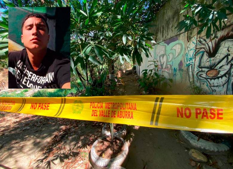 A Juan David Sarrazola Guzmán (detalle), de 29 años, lo asesinaron en este sector, cerca de la quebrada La Iguaná. FOTOS: ANDRÉS FELIPE OSORIO GARCÍA Y CORTESÍA