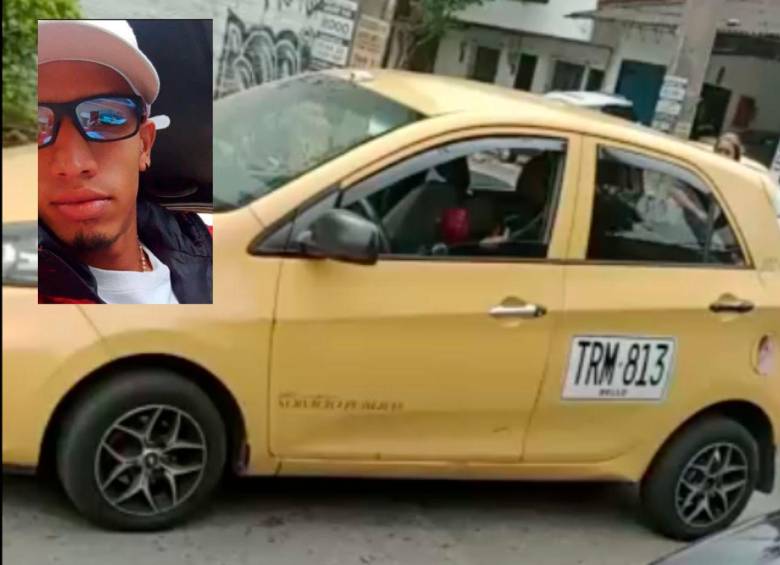 Dentro de este taxi fue asesinado en el barrio Niquía, de Bello, Cristian Andrés Ortega Mejía (detalle), de 29 años. FOTOS: CORTESÍA
