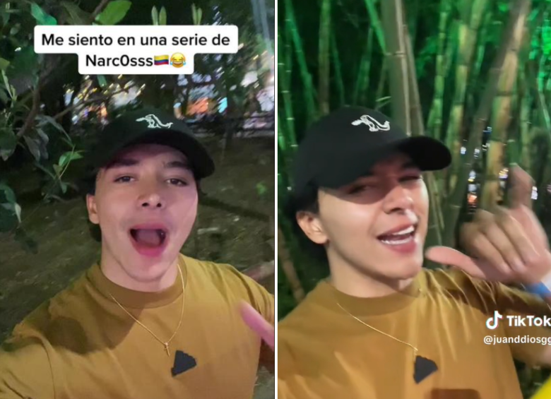 “Me siento en una serie de narcos”, fue lo que dijo el joven del acento paisa. FOTO: Captura de pantalla 
