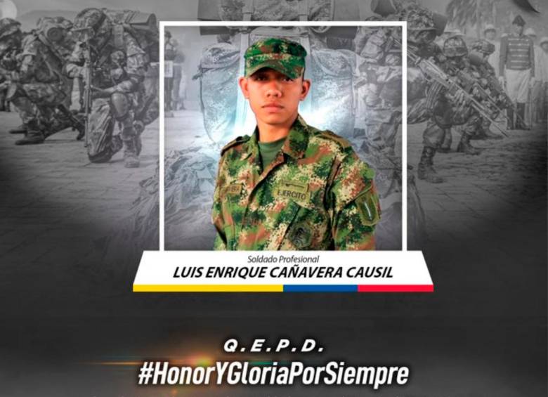 El soldado Luis Enrique Cañavera Causil falleció tras atentado en Chocó. FOTO Cortesía Ejército 