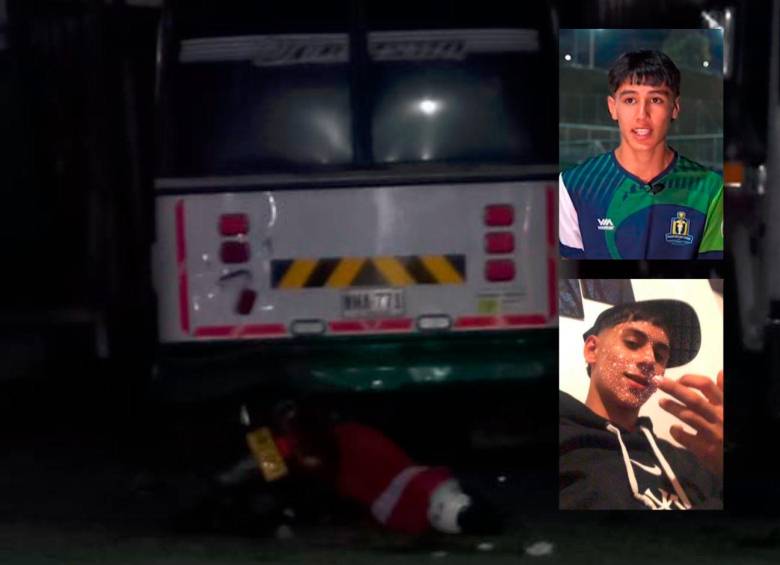 Juan José Grisales Bustamante (arriba) formaba parte de Itagüí Leones en su categoría sub-15. Fernando Echeverri (abajo), también falleció en la colisión de la moto en la que se movilizaban contra un bus. FOTOS: CORTESÍA