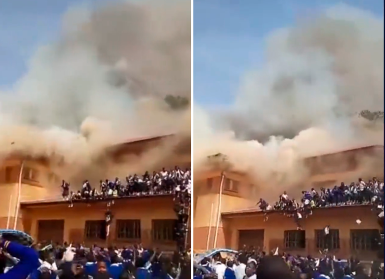 En video quedó registrado el impresionante momento que vivieron las alumnas mientras ocurría el gran incendio. FOTO: Captura de pantalla video @@PRINCEKANK71497