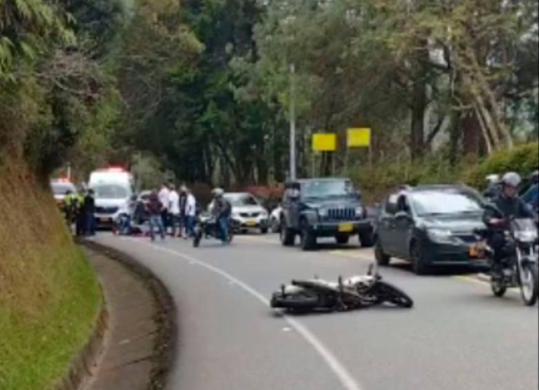 En la variante a Palmas, en Rionegro, se presentó la muerte más reciente de un motociclista en las vías. FOTO: CORTESÍA