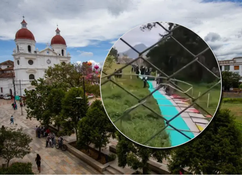 Desde marzo, los estudiantes de la Institución Educativa Bernardo Uribe Londoño de La Ceja, Antioquia, han manifestado su oposición a la obra en manifestaciones públicas y derribando muros divisorios que ha puesto la Alcaldía. Este Foto: Esneyder Gutiérrez Cardona y cortesía.