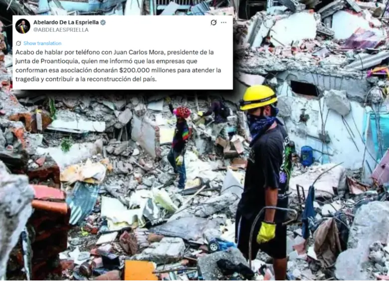 El presidente informó, a través de su cuenta de X, la donación que ayudará a reconstruir viviendas y edificios tras el terremoto. Foto: Julio César Herrera y X de Abelardo de la Espriella.