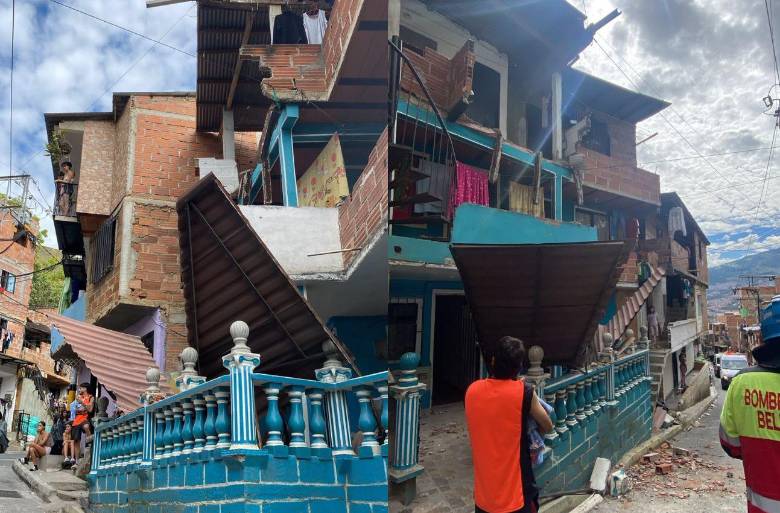Este fue el balcón que se desplomó el pasado fin de semana en el barrio Santa Rita, de Bello. En este hecho, cinco personas resultaron lesionadas. FOTO: CORTESÍA ALCALDÍA DE BELLO