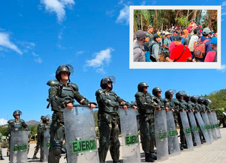 Así se ve el grupo antidisturbios del Ejército. En lo que va del año se han registrado 28 asonadas. FOTO CORTESÍA