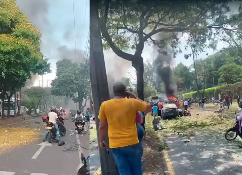 Este es el momento en el que se registró la detonación. FOTO CAPTURA DE PANTALLA