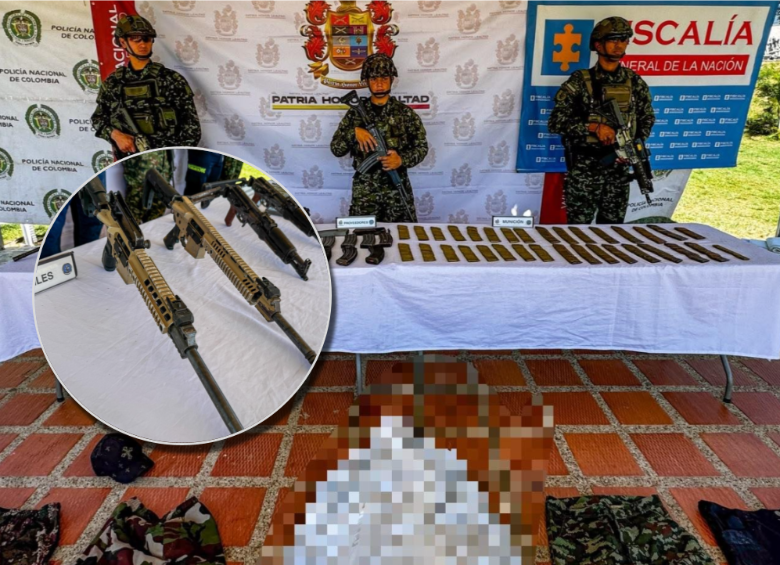 En el operativo, le dieron de baja a un presunto integrante del Clan del Golfo. Además, incautaron arsenal como fusiles de guerra. Foto: cortesía.