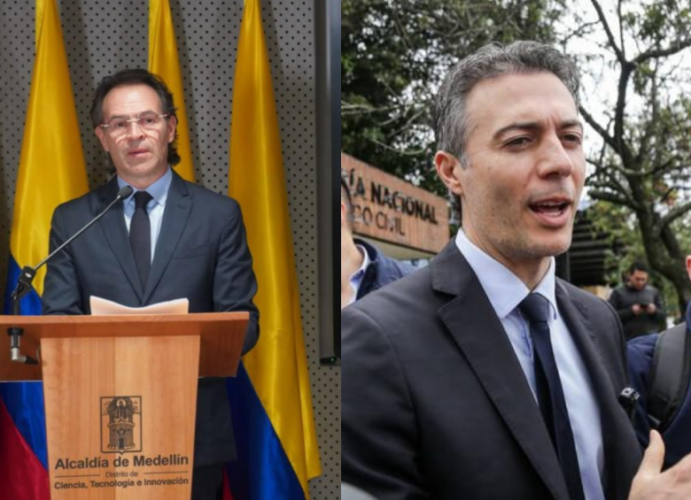 Federico Gutiérrez, alcalde de Medellín, reveló en una rueda de prensa que, según la Fiscalía, habría existido una estructura que operó como un grupo de delincuencia organizada para controlar la contratación pública durante el mandato de Daniel Quintero. Fotos: Alcaldía de Medellín y Colprensa. 