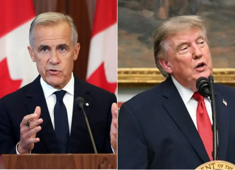 Mark Carney, primer ministro canadiense y Donald Trump, presidente de Estados Unidos. Fotos: AFP.