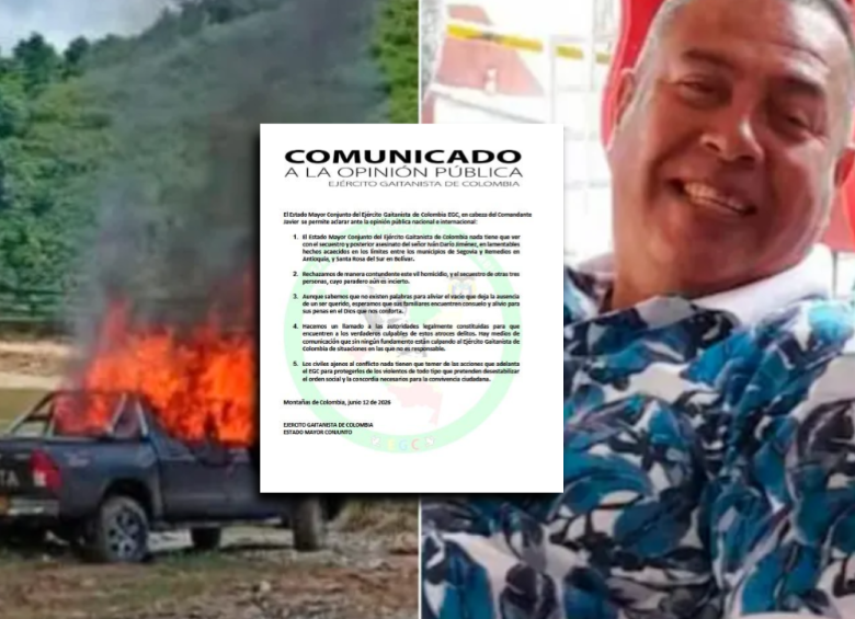 El conductor de la camioneta retenida y quemada en el Nordeste antioqueño, Iván Darío Jiménez, fue hallado sin vida. Fotos: cortesía.