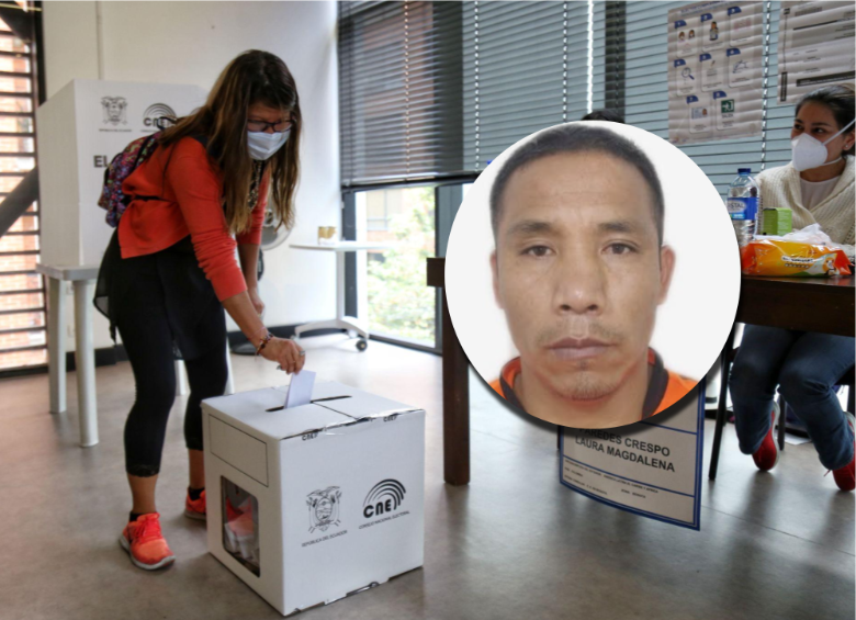 Atrás, imagen de elecciones en Perú. Adelante, imagen de la hoja de vida de Hitler Mussolini Simeon Flores. Foto: Colprensa y cortesía.
