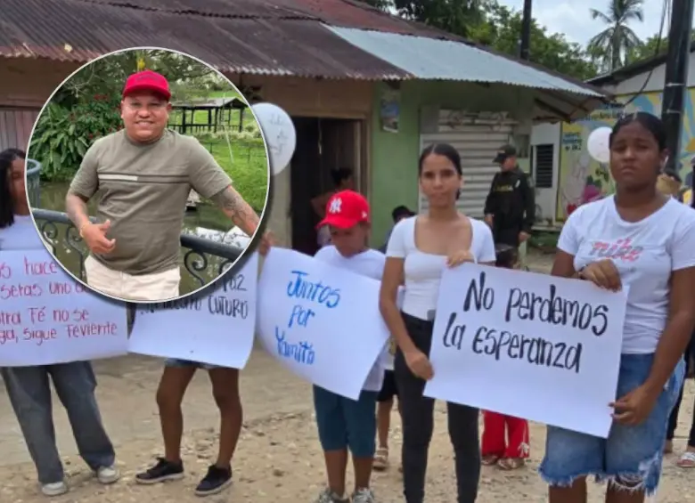El minero Yamit Beltran fue secuestrado la semana pasada. Los habitantes de su comunidad se movilizaron por su regreso. Fotos: cortesía.