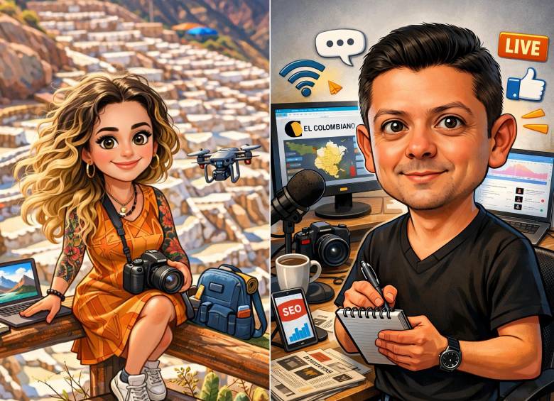 Caricaturas laborales creadas con ChatGPT. Foto: composición El Colombiano