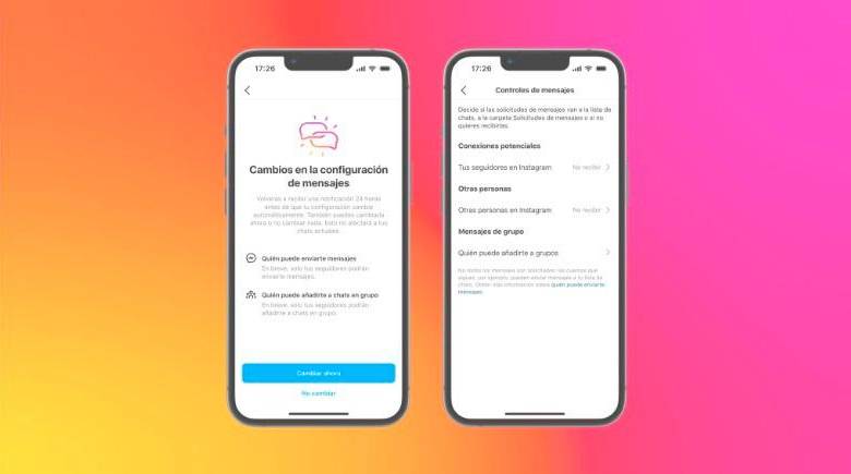 Cambio en la configuración de los mensajes privados en las cuentas de menores en Instagram. FOTO Meta 