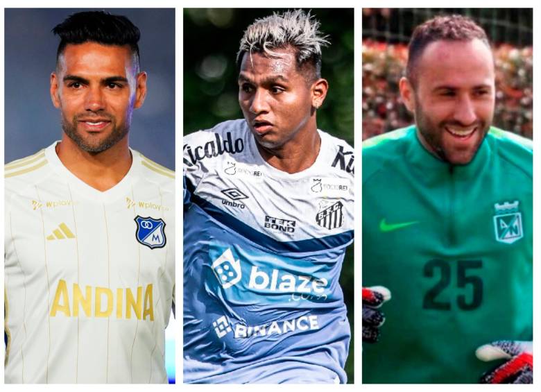 Falcao, Alfredo Morelos y David Ospina, tres de los repatriados que más llaman la atención en la Liga Colombiana. FOTOS MILLONARIOS, NACIONAL Y AFP