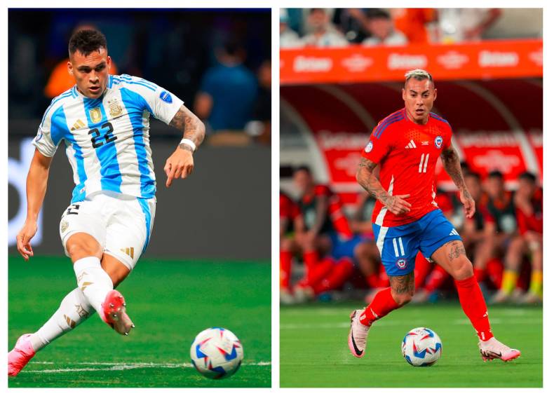 Lautaro Martínez y Eduardo Vargas, dos jugadores importantes en el duelo entre Argentina y Chile. FOTOS GETTY