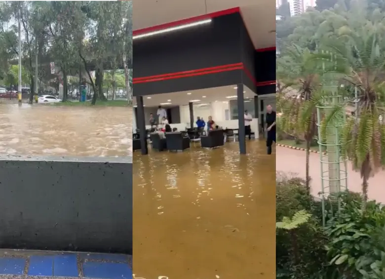 Situación a las 3:30 p.m. de este miércoles en el sur del Valle de Aburrá. Fotos: capturas de video