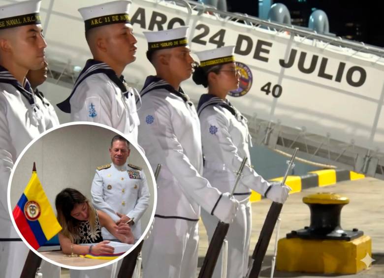  La designación de Antonella Petro como madrina del buque generó reacciones críticas desde sectores políticos de oposición. FOTO GOBIERNO NACIONAL