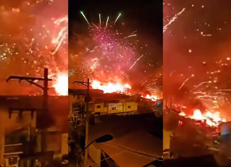 Explosión e incendio en polvorería clandestina en Lima, Perú. Foto: captura de video RG